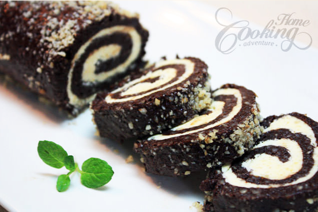 One Of Those Amazing Chocolate Desserts For This Walnut Chocolate Rolls With White Filling