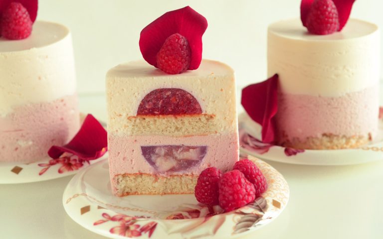 Delicious Raspberry & Lychee Individual Mousse Cakes With Rose Water ...