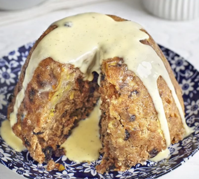 A Great British Classic Spotted Dick With Custard Sauce Afternoon Baking With Grandma